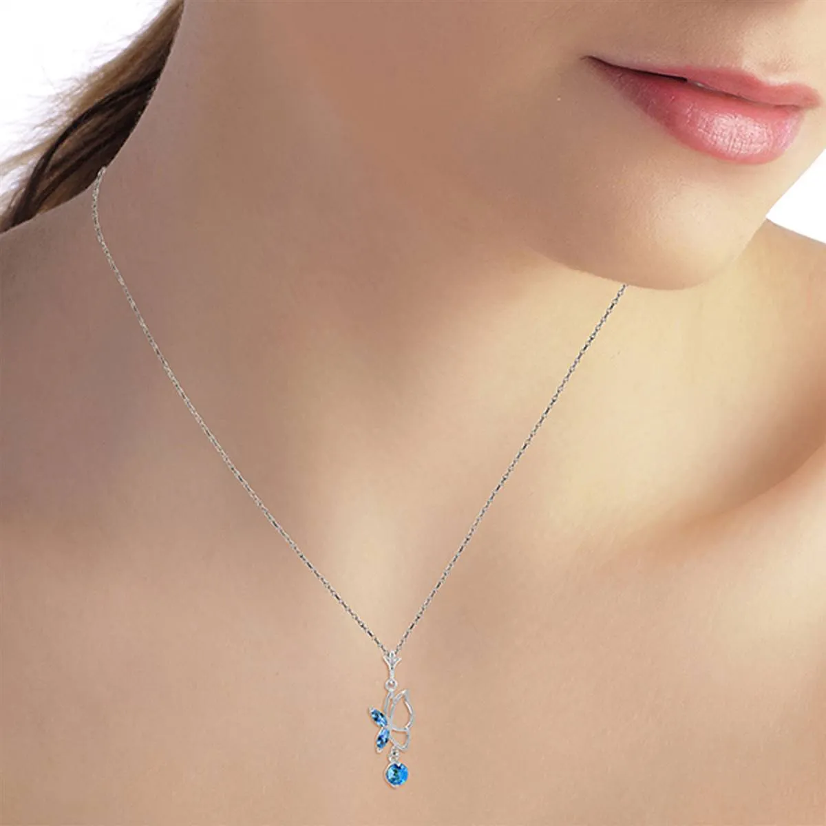 0.4 Carat 14K Solid Yellow Gold High And Mighty Blue Topaz Necklace