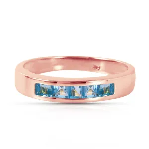 14K Solid Rose Gold Rings Natural Blue Topaz Gemstone