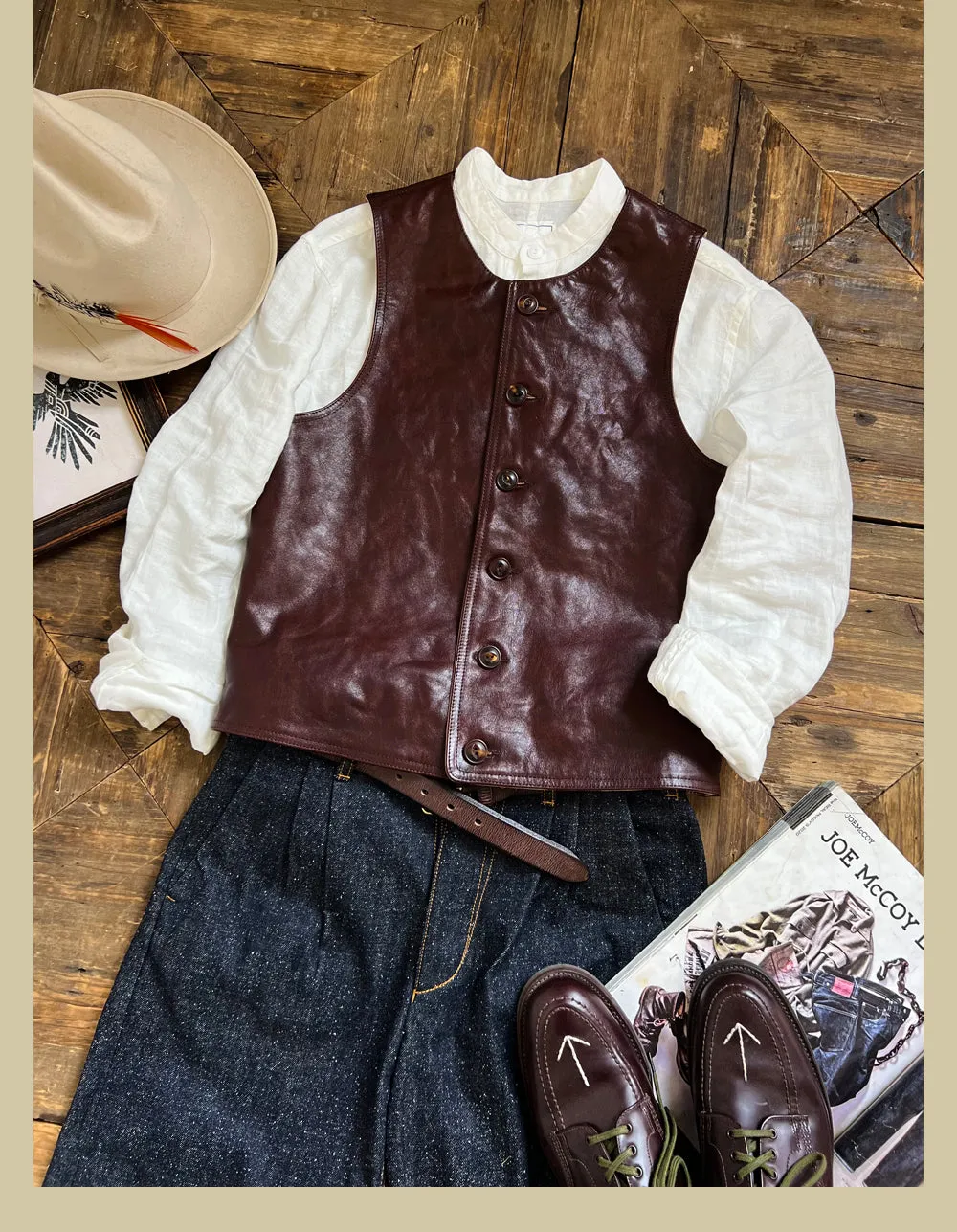 1910s Crew Neck Leather Vest