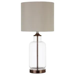 Aisha Drum Shade Table Lamp Creamy Beige and Clear