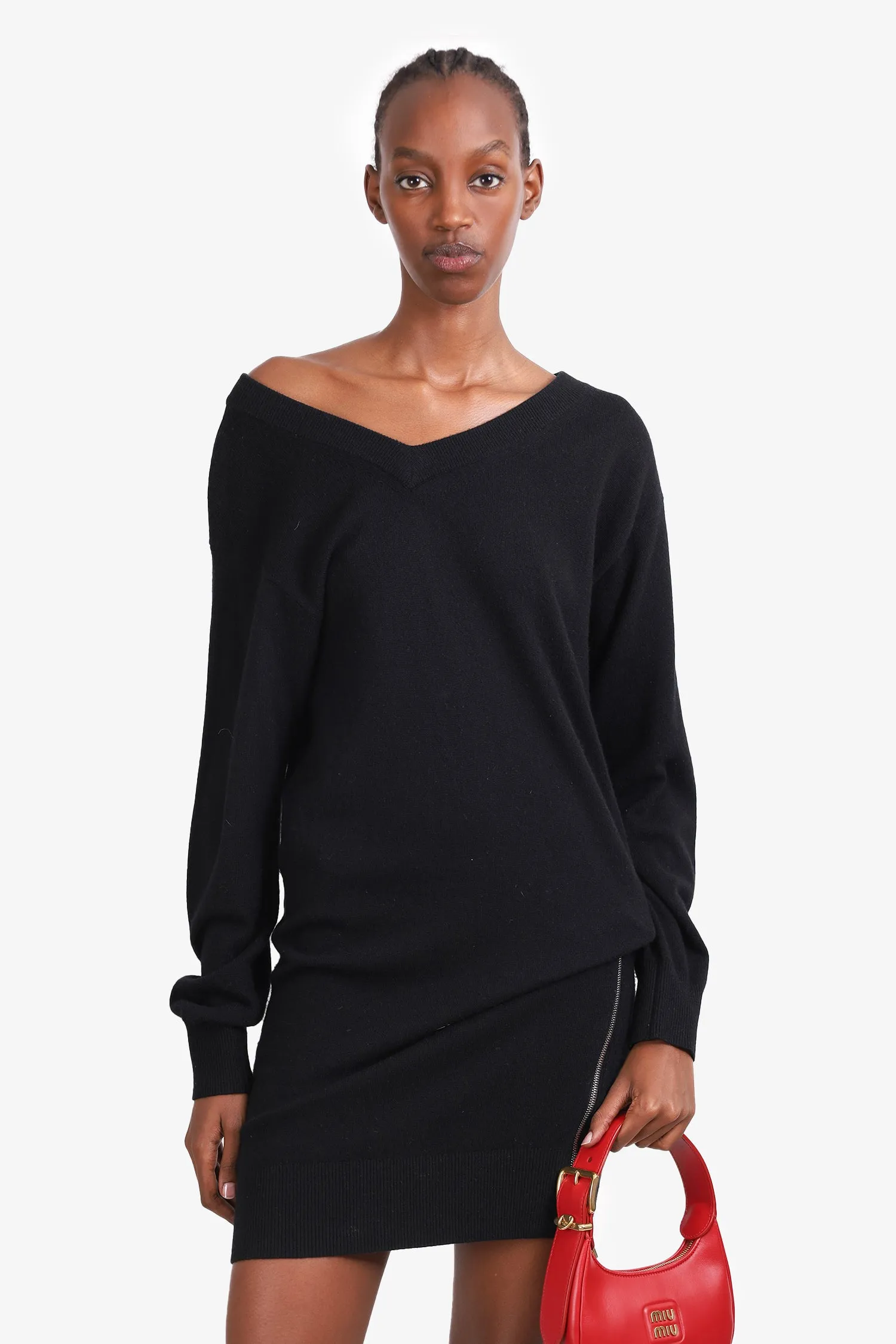 Alexander Wang Black Wool Long Sleeve Dress Size XS