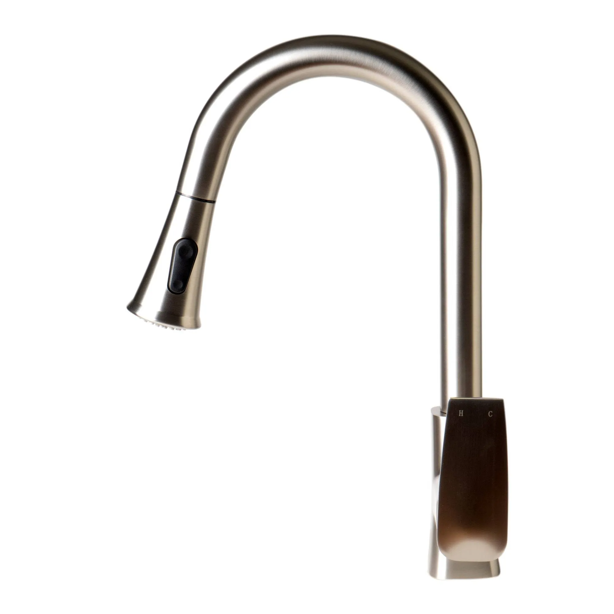 ALFI Brand ABKF3889-BN Brushed Nickel Square Gooseneck Pull Down Kitchen Faucet