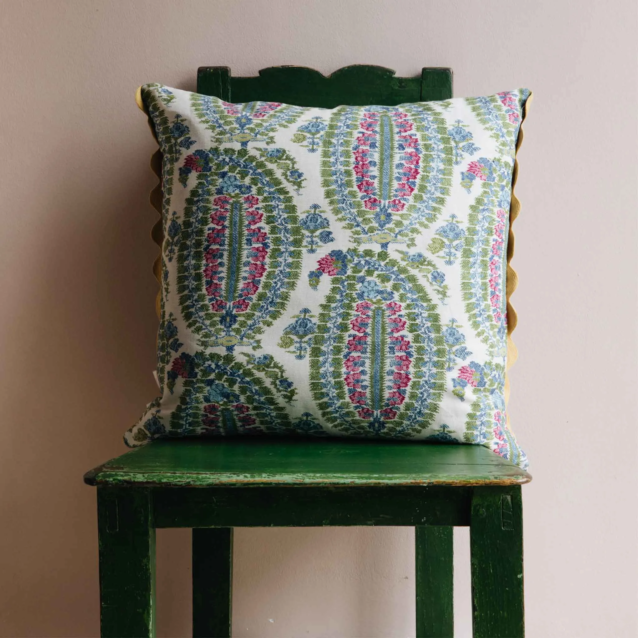 Anoushka Pink Green Blue Square Cushion