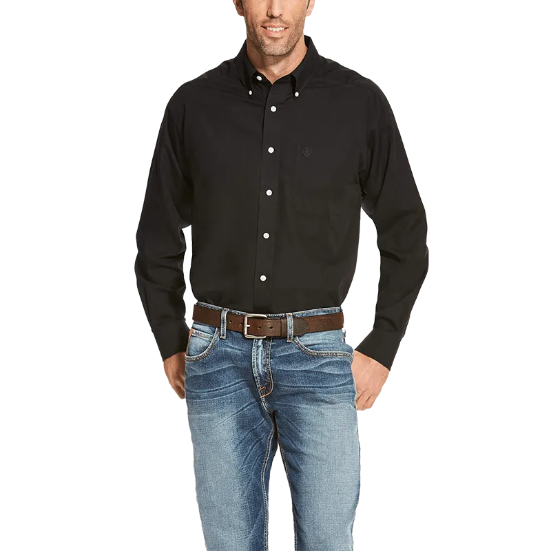 Ariat Men's Black Wrinkle Free Long Sleeve Western Shirt - Big