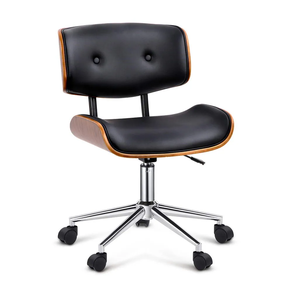 Artiss Wooden Office Chair Black Leather