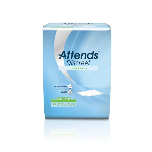 Attends Discreet Underpads, 23"x36" Disposable Absorbent Pad for Skin and Surface Protection