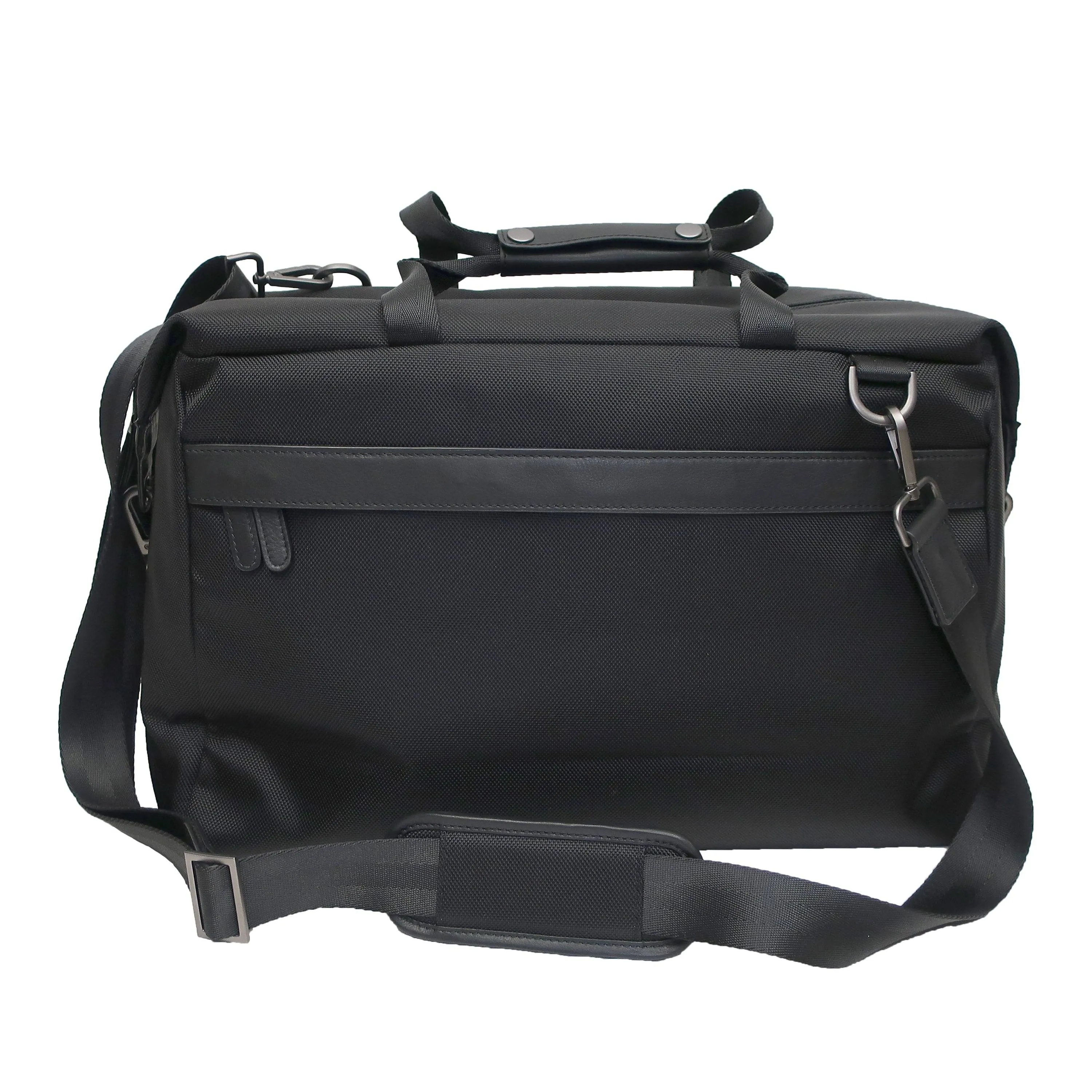 Ballistic Nylon Weekend Duffel Bag With Nappa Leather Trim