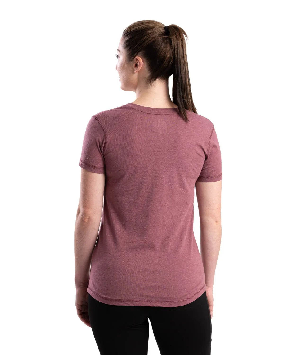 Berne Mauve Cotton Blend Ladies Lightweight Performance V-Neck S/S