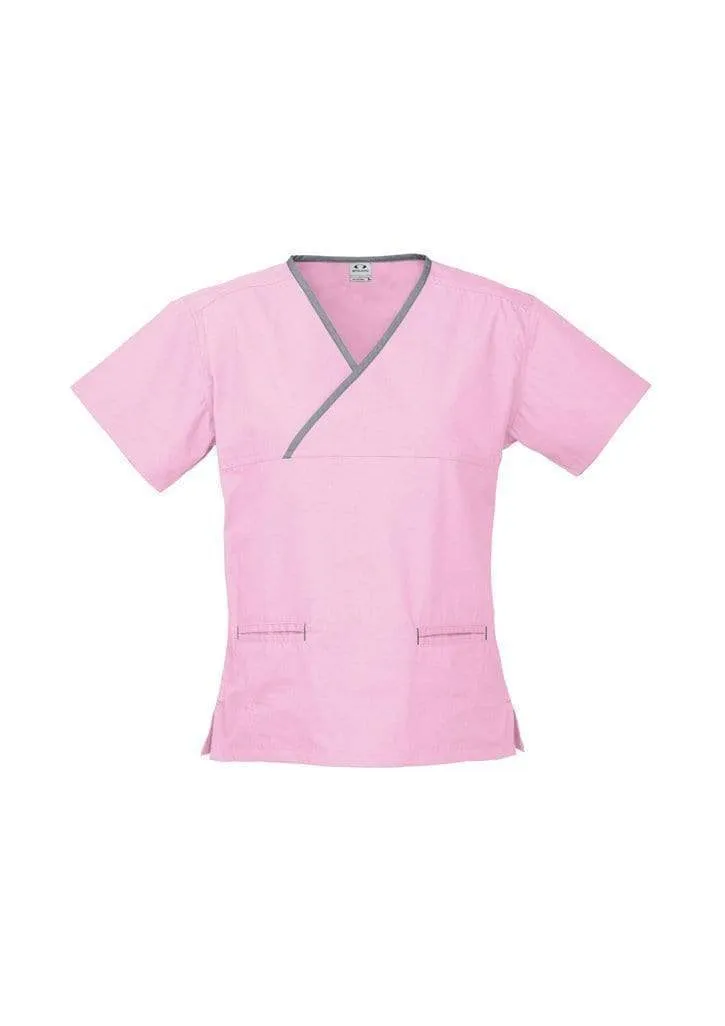 Biz Collection Women’s Contrast Crossover Scrubs Top H10722