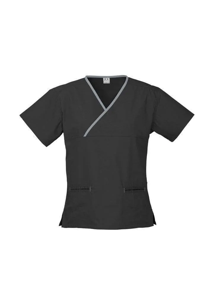 Biz Collection Women’s Contrast Crossover Scrubs Top H10722