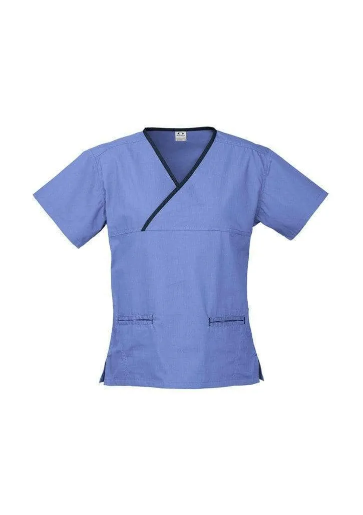 Biz Collection Women’s Contrast Crossover Scrubs Top H10722