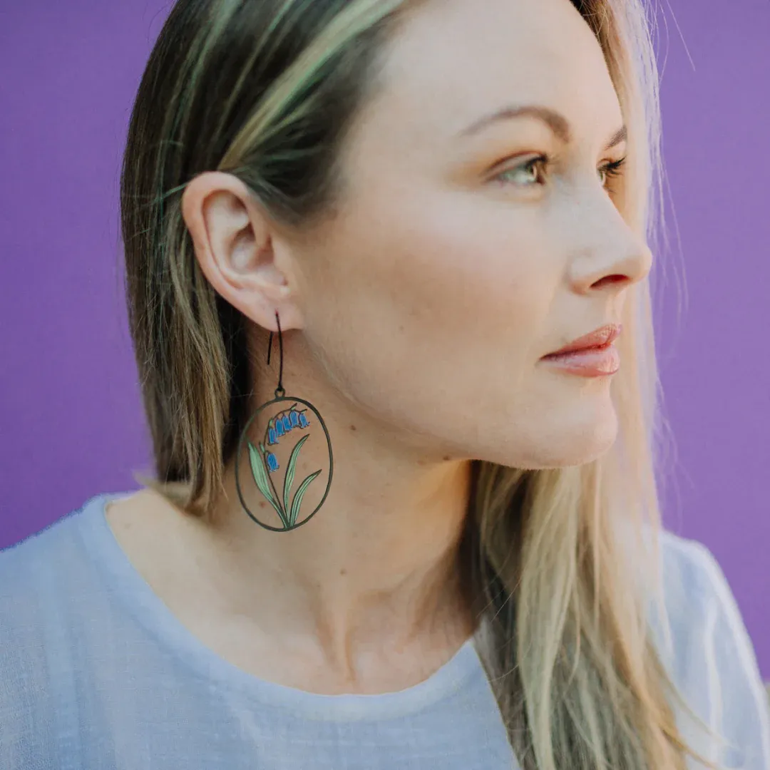 Bluebell Earrings - Black, Blue & Sage