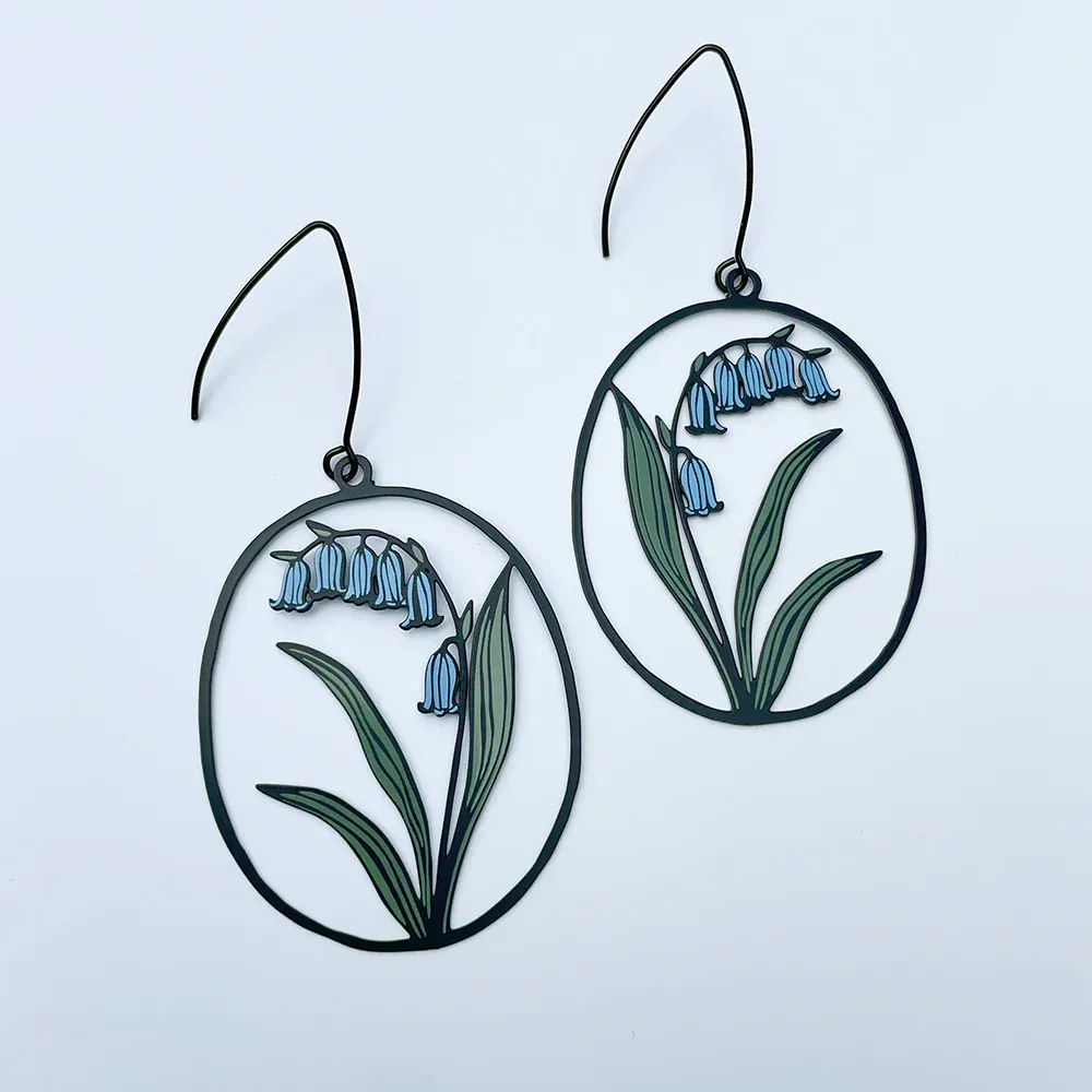 Bluebell Earrings - Black, Blue & Sage