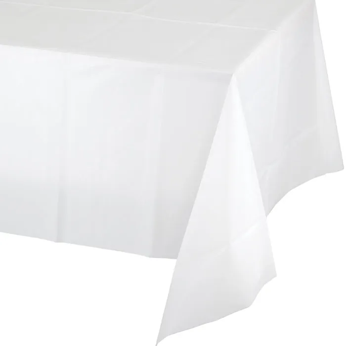 Bulk White Value Friendly Plastic Table Cover (12 per Case)