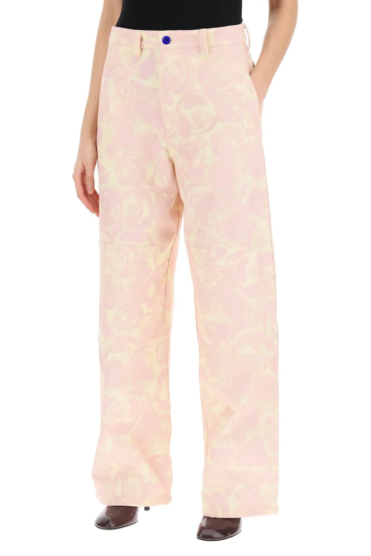 Burberry "rose Print Canvas Workwear Pants"