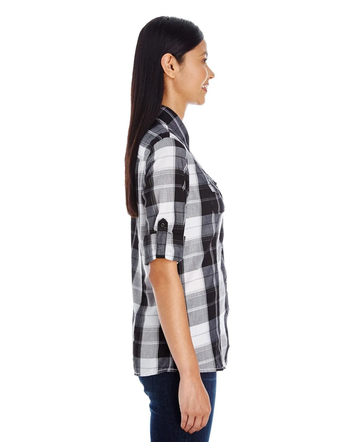 Burnside Ladies' Long-Sleeve Plaid Pattern Woven Shirt