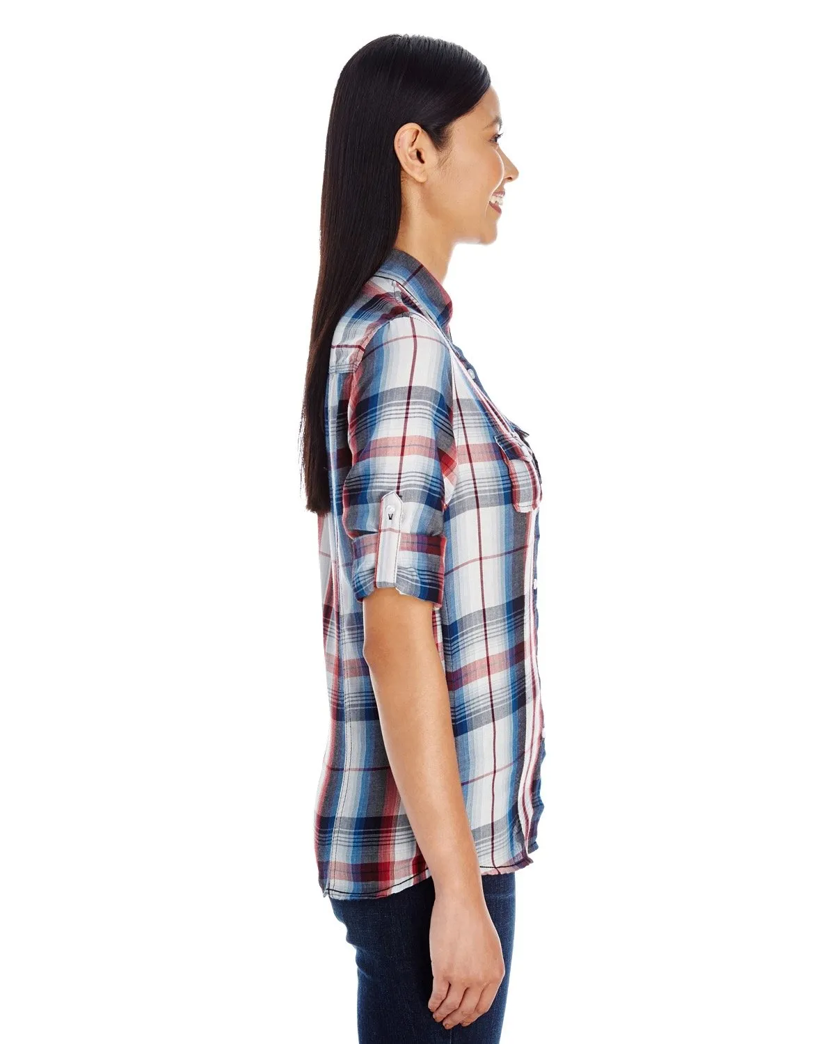 Burnside Ladies' Long-Sleeve Plaid Pattern Woven Shirt