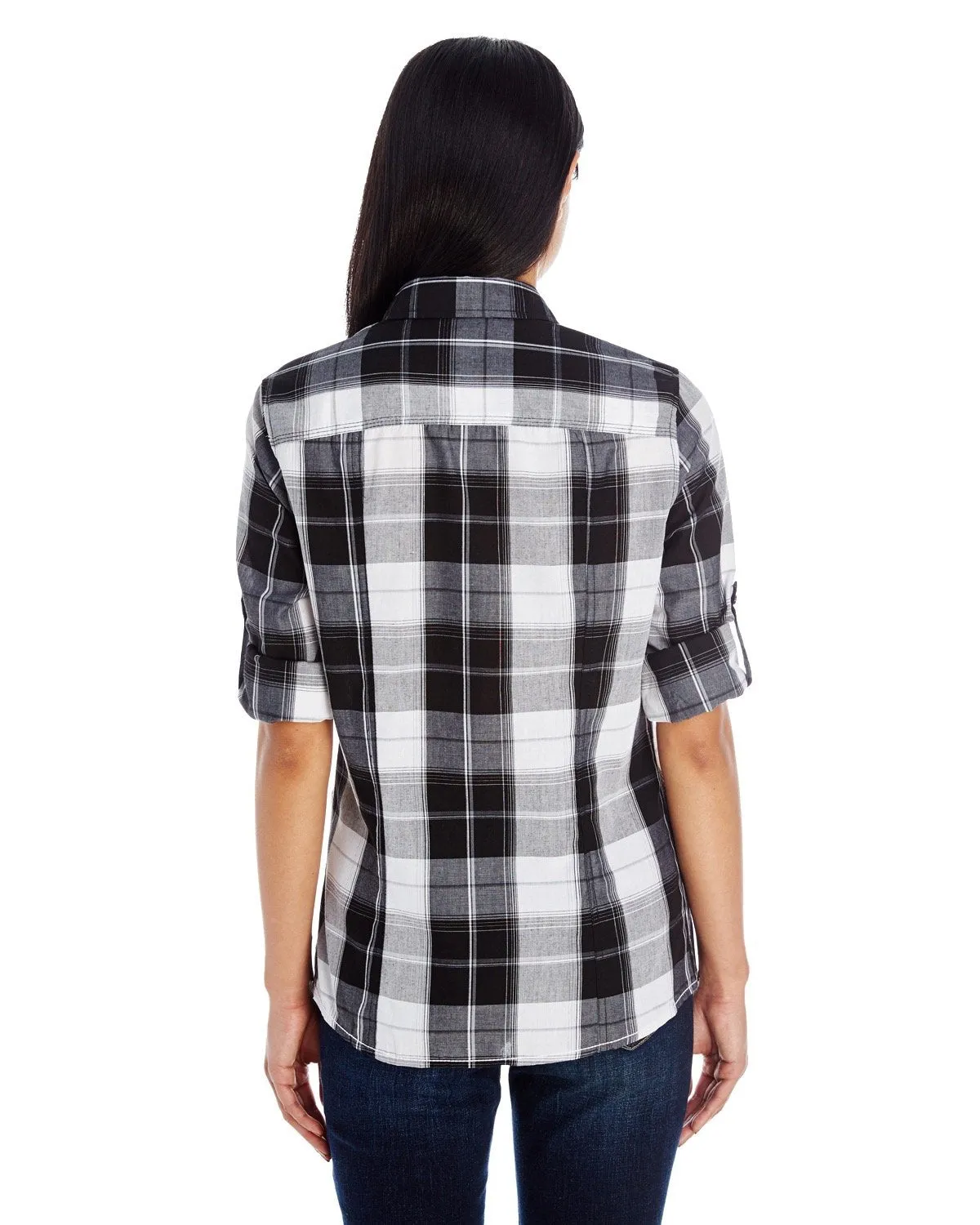 Burnside Ladies' Long-Sleeve Plaid Pattern Woven Shirt