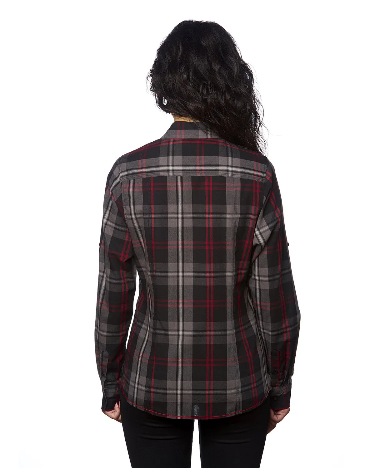 Burnside Ladies' Long-Sleeve Plaid Pattern Woven Shirt