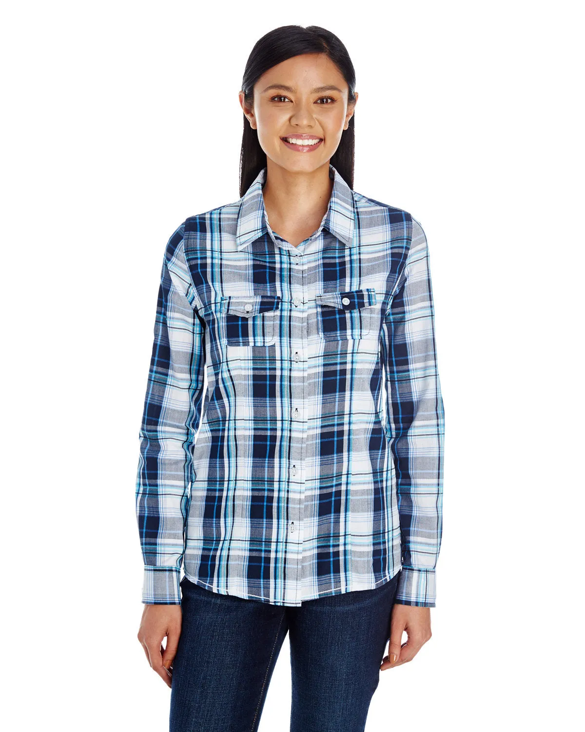 Burnside Ladies' Long-Sleeve Plaid Pattern Woven Shirt