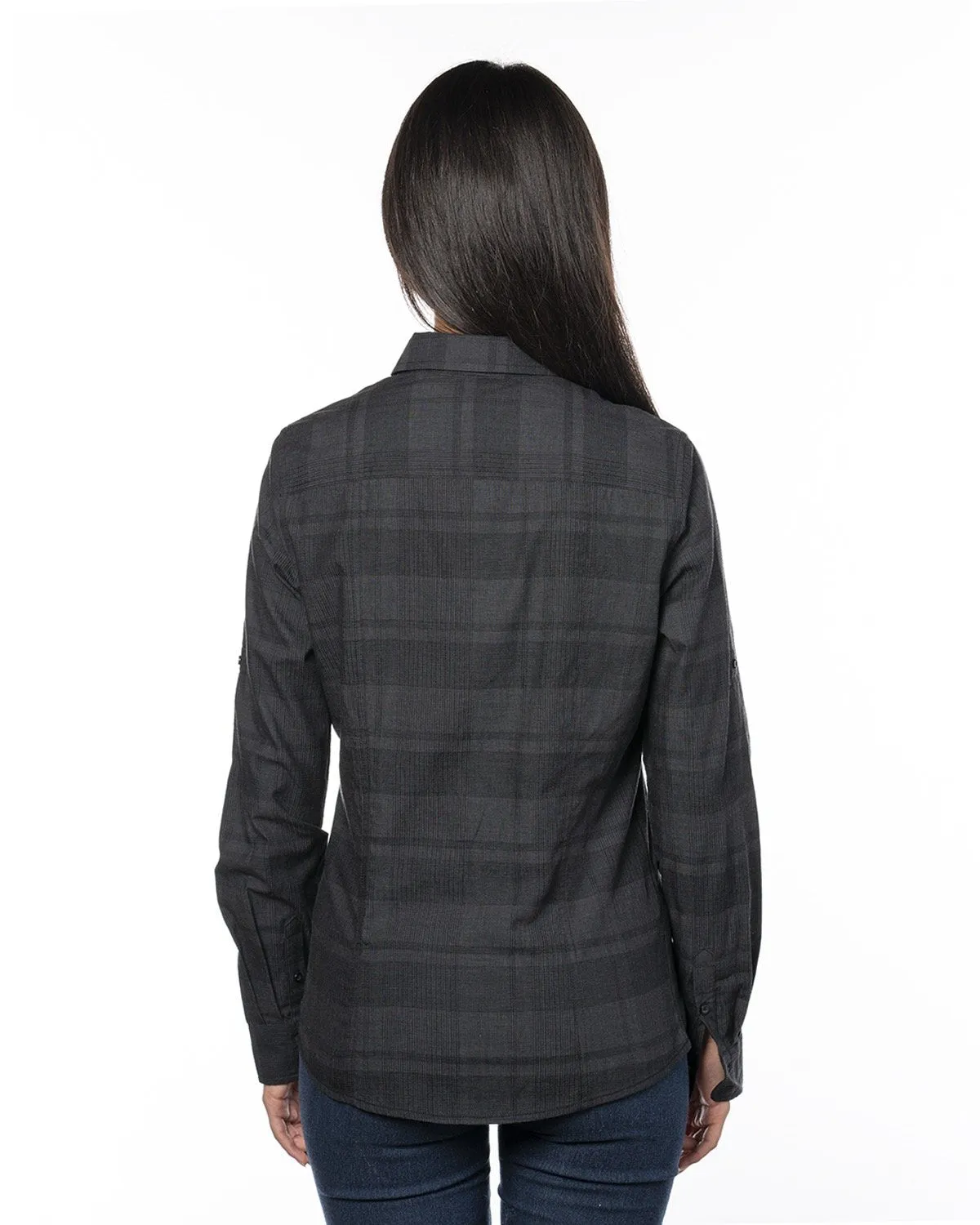 Burnside Ladies' Long-Sleeve Plaid Pattern Woven Shirt