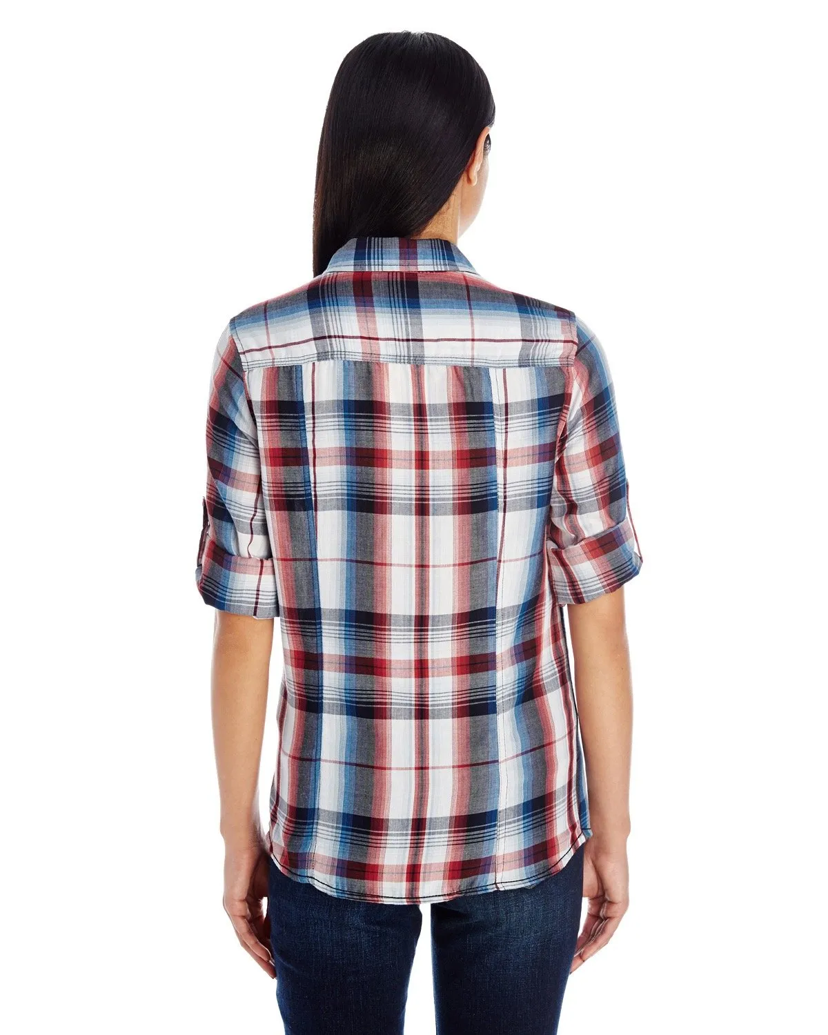 Burnside Ladies' Long-Sleeve Plaid Pattern Woven Shirt