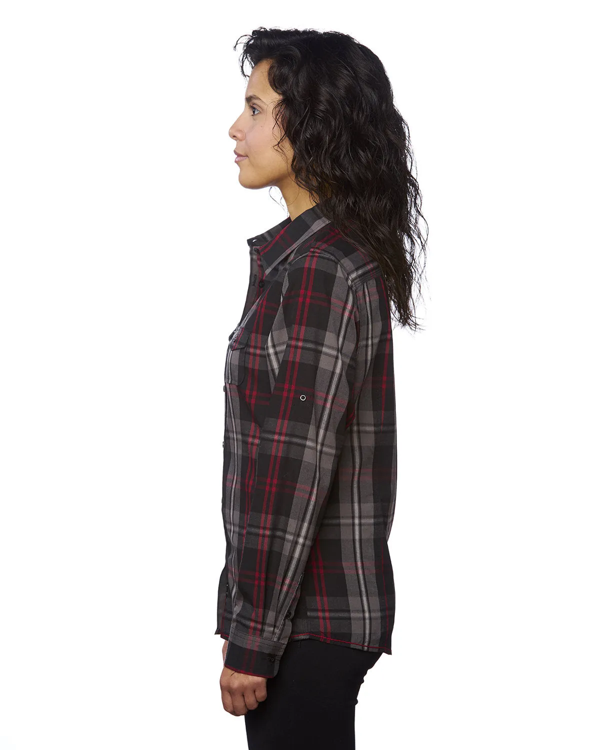 Burnside Ladies' Long-Sleeve Plaid Pattern Woven Shirt