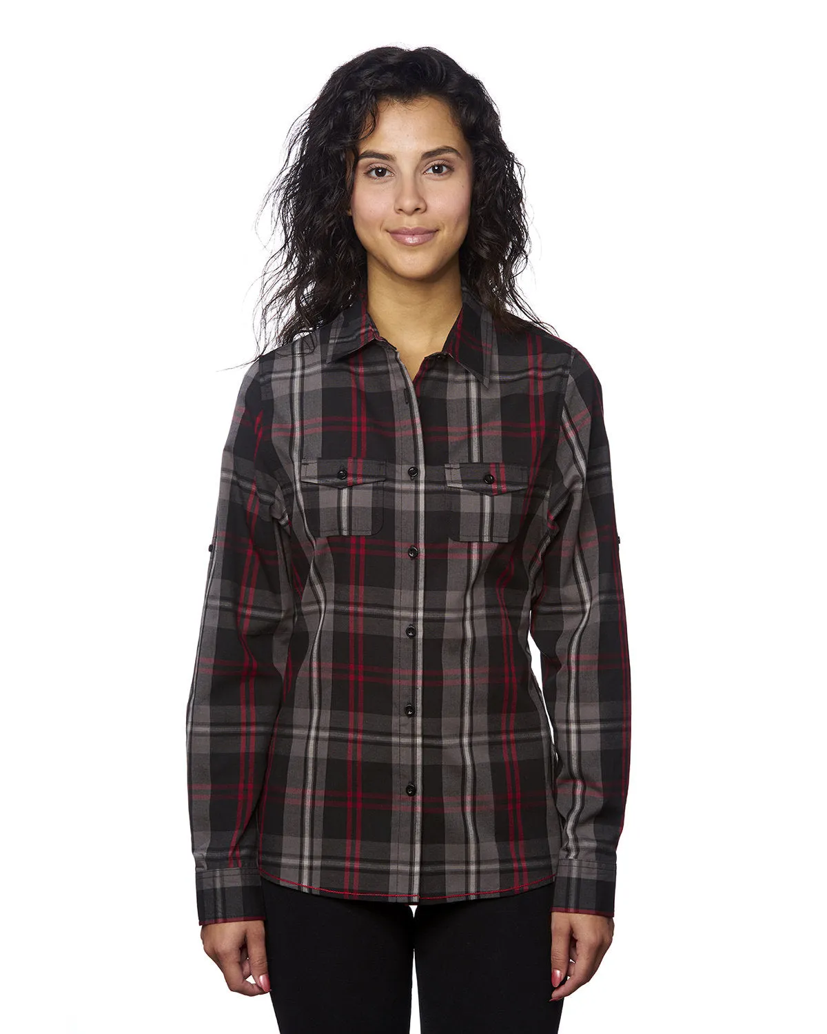 Burnside Ladies' Long-Sleeve Plaid Pattern Woven Shirt