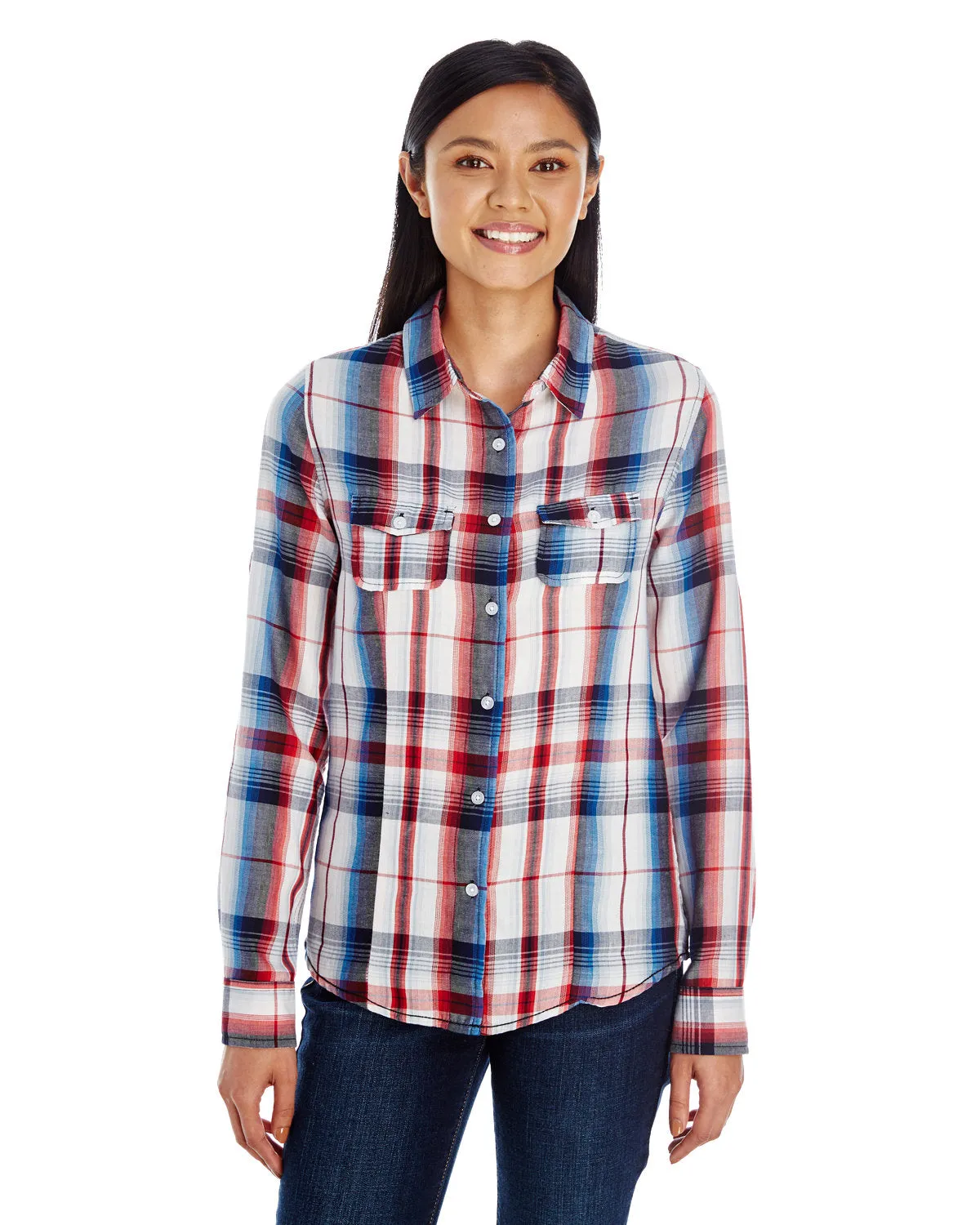 Burnside Ladies' Long-Sleeve Plaid Pattern Woven Shirt