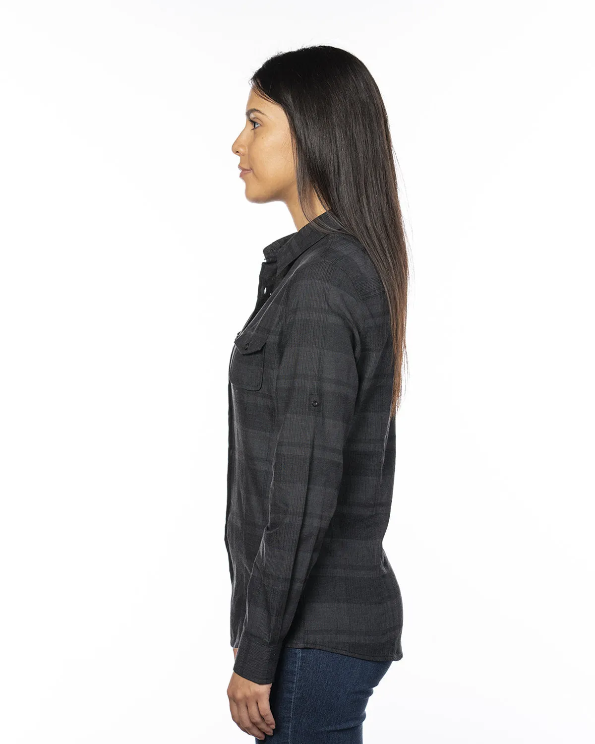 Burnside Ladies' Long-Sleeve Plaid Pattern Woven Shirt