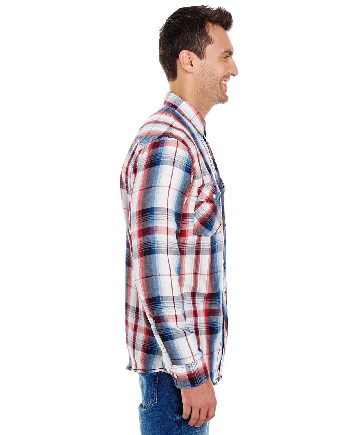 Burnside Men's Long-Sleeve Plaid Pattern Woven Shirt