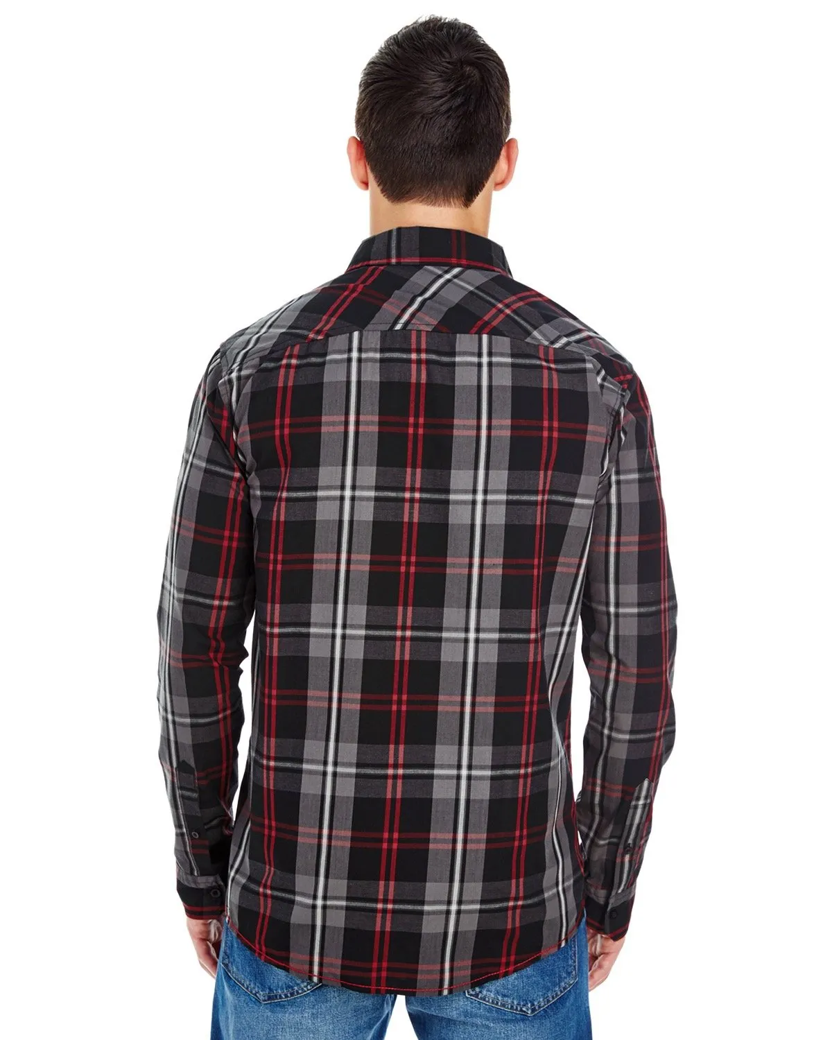 Burnside Men's Long-Sleeve Plaid Pattern Woven Shirt