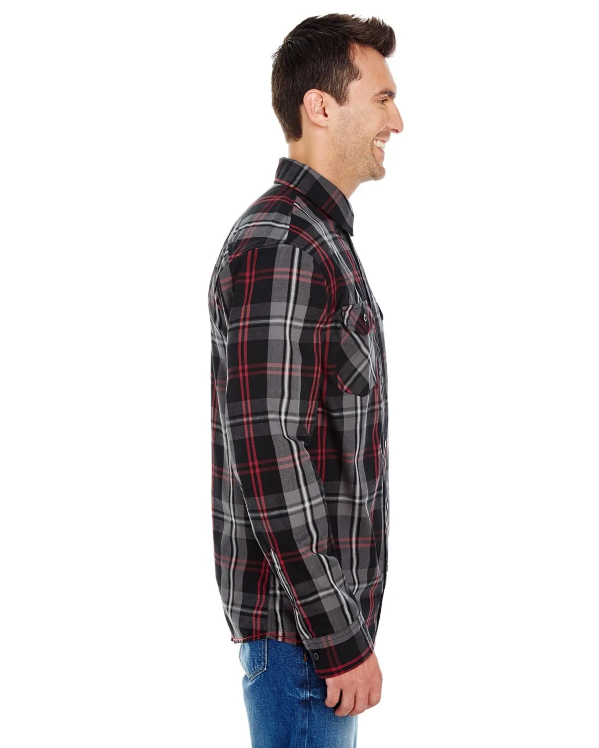 Burnside Men's Long-Sleeve Plaid Pattern Woven Shirt