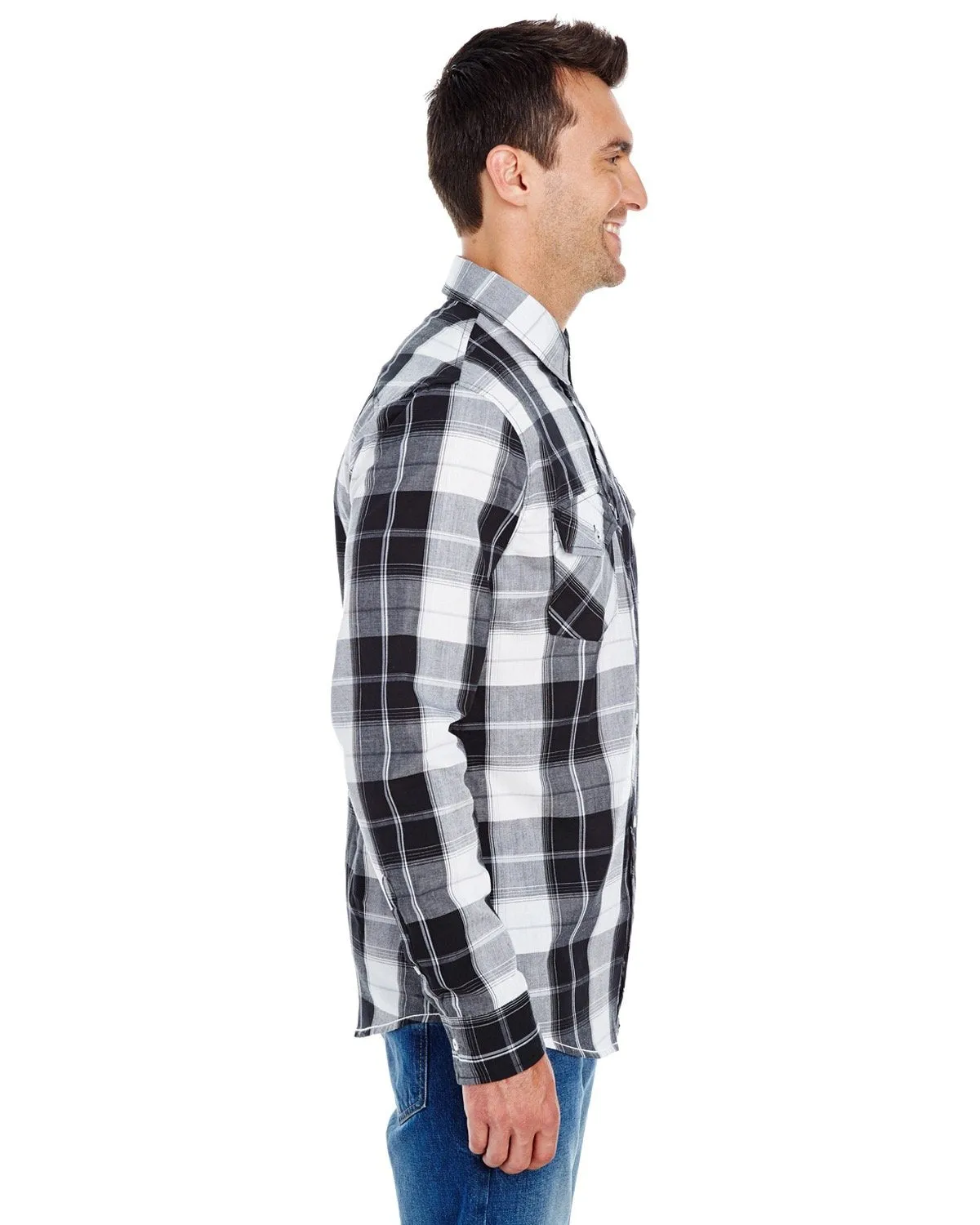 Burnside Men's Long-Sleeve Plaid Pattern Woven Shirt