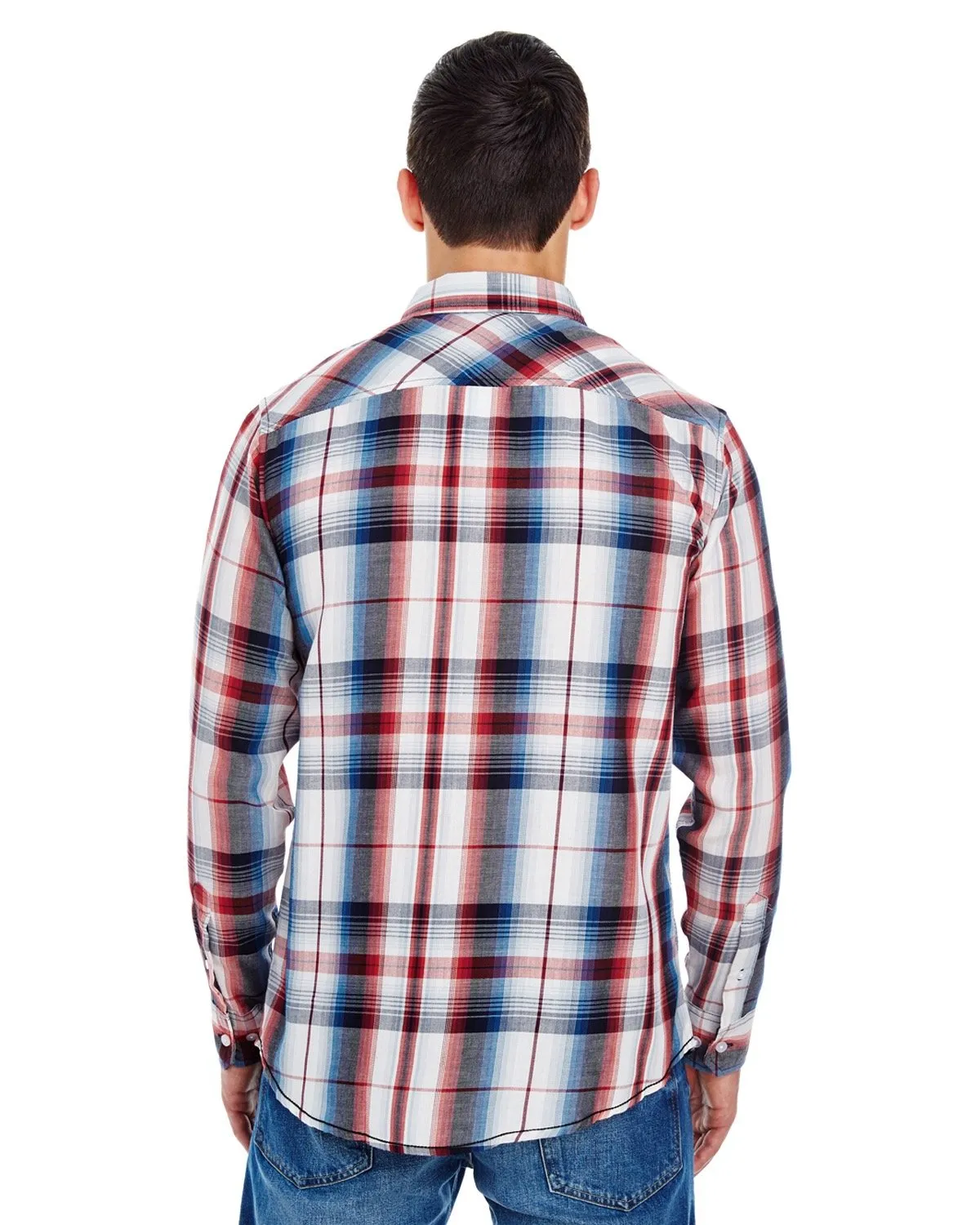 Burnside Men's Long-Sleeve Plaid Pattern Woven Shirt