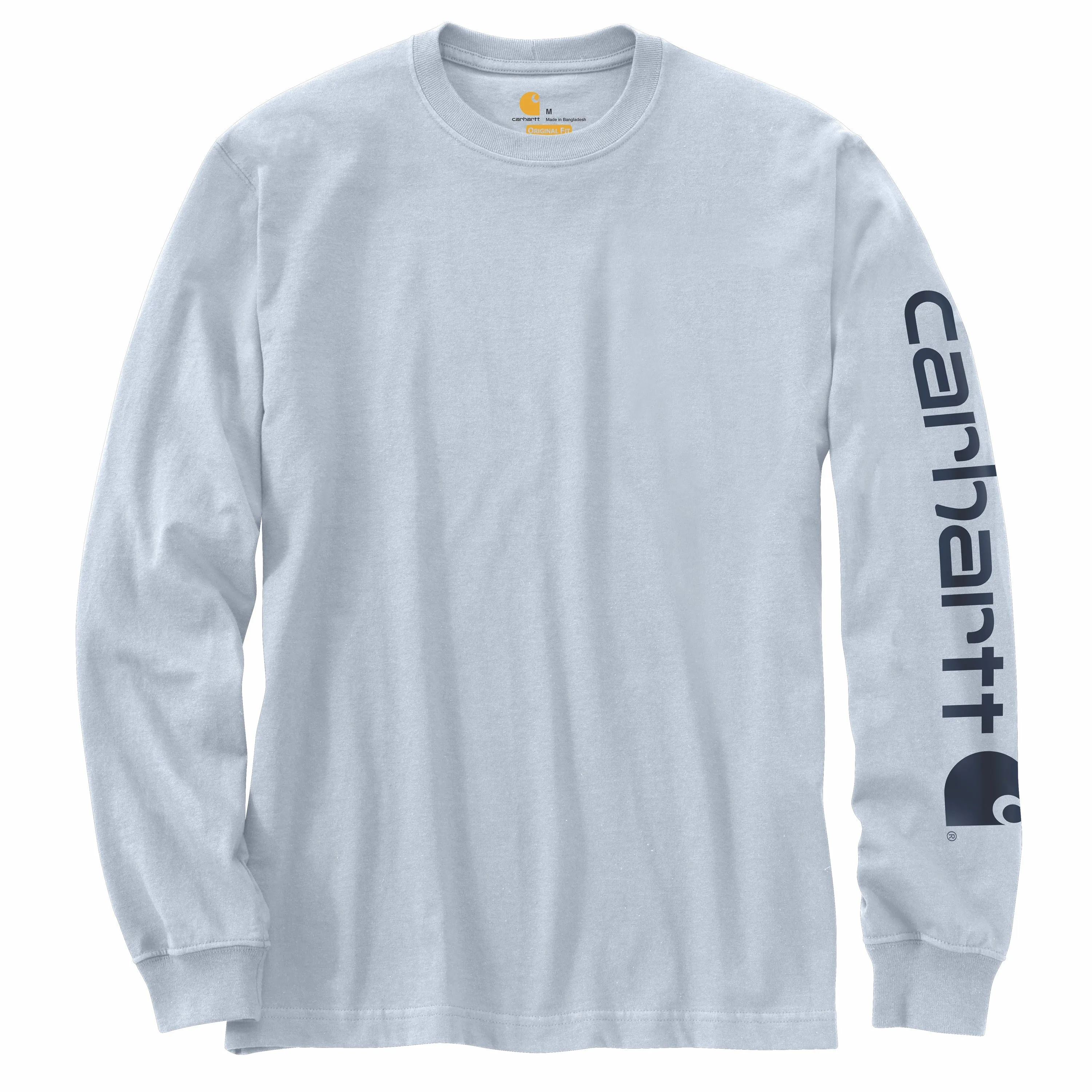 Carhartt Men's Signature Logo Long Sleeve T-Shirt_Soft Blue