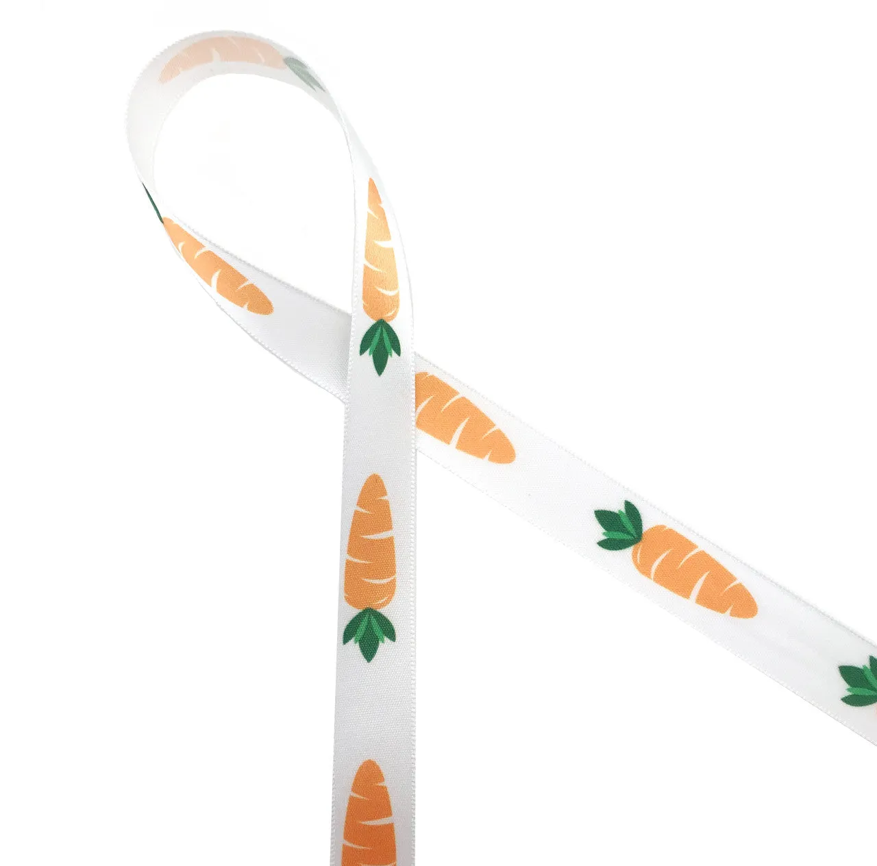 Carrots in a Row Ribbon on 5/8" white single face satin