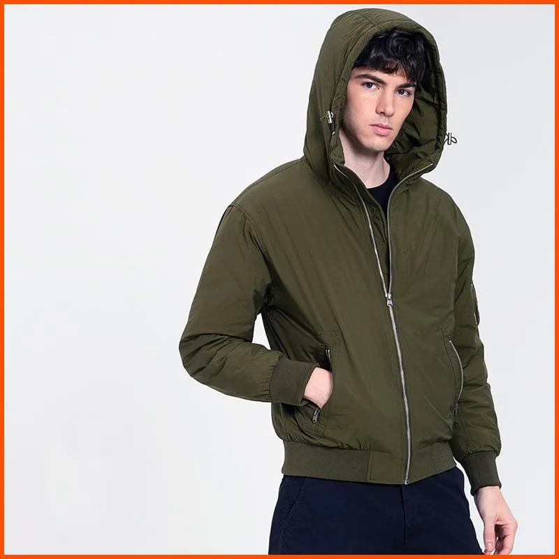 Casual Monochrome Hooded Down Jacket