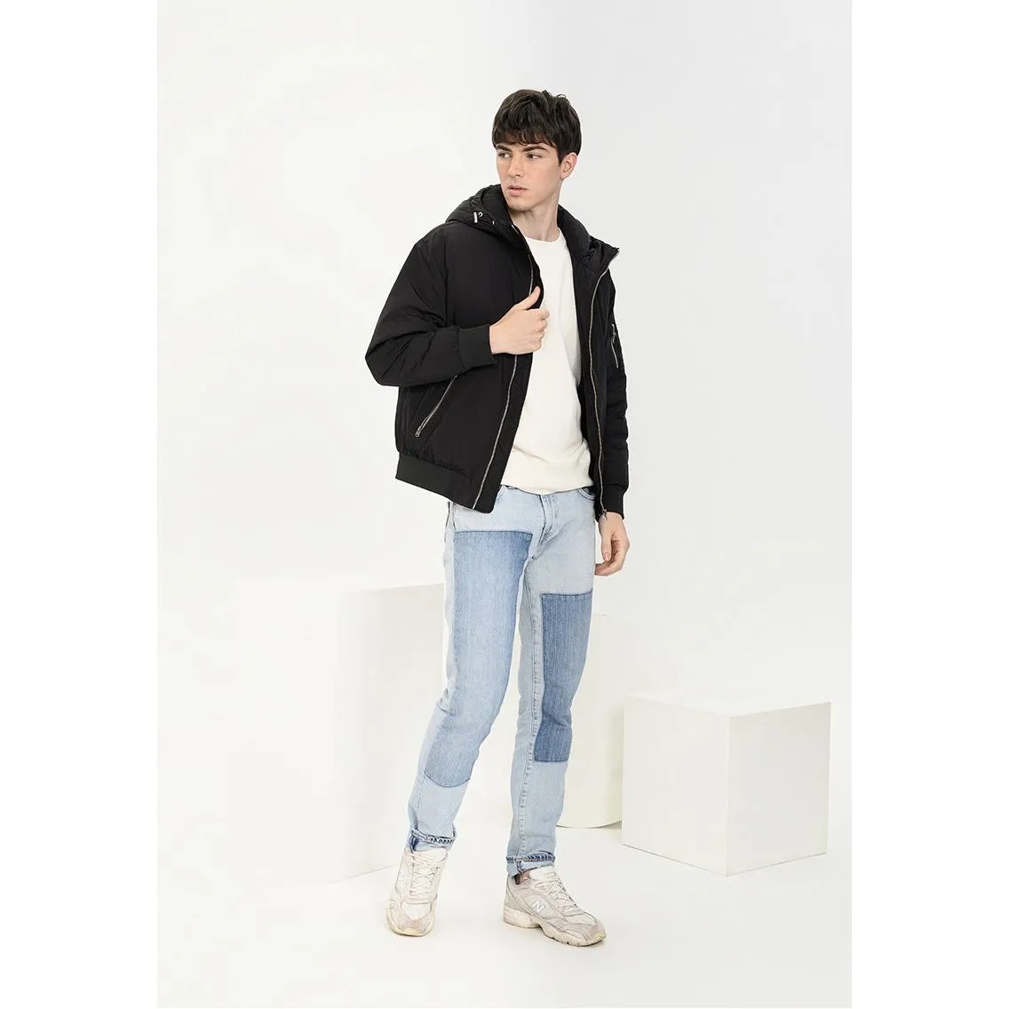 Casual Monochrome Hooded Down Jacket