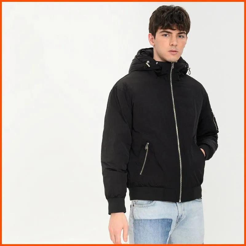 Casual Monochrome Hooded Down Jacket