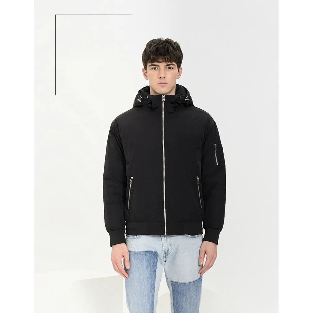 Casual Monochrome Hooded Down Jacket