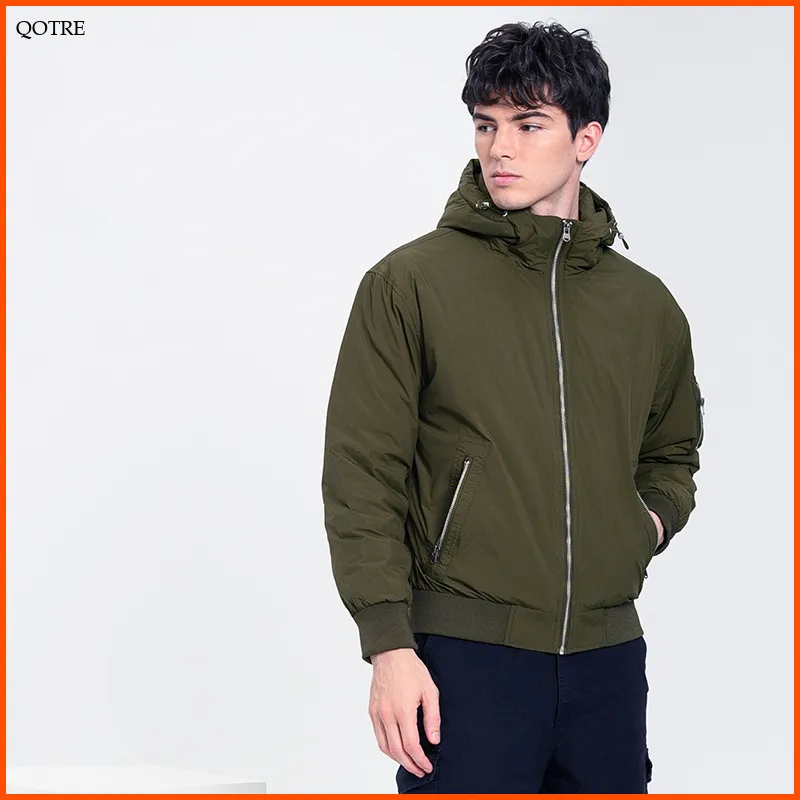 Casual Monochrome Hooded Down Jacket