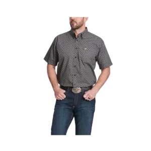 Cinch Men's Geo Print Short Sleeve Western Black & Taupe Shirt