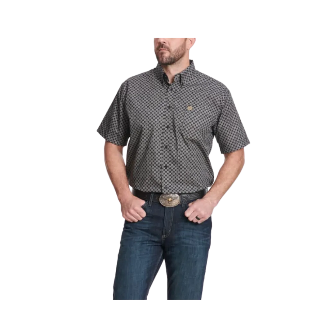 Cinch Men's Geo Print Short Sleeve Western Black & Taupe Shirt