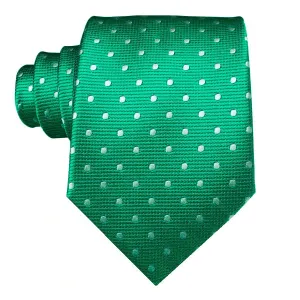 Classy Men Green Polka Dot Silk Tie