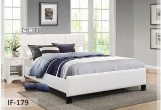 Contrast Stitching White PU Bed