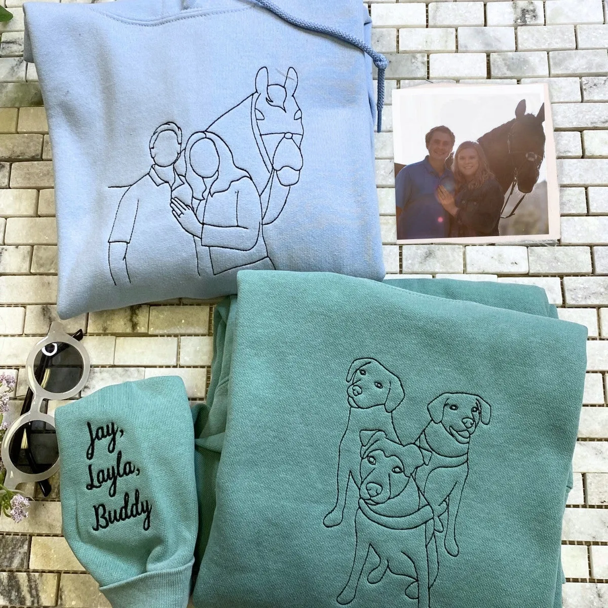 Custom Embroidered Horse Sweatshirts from Your Photo