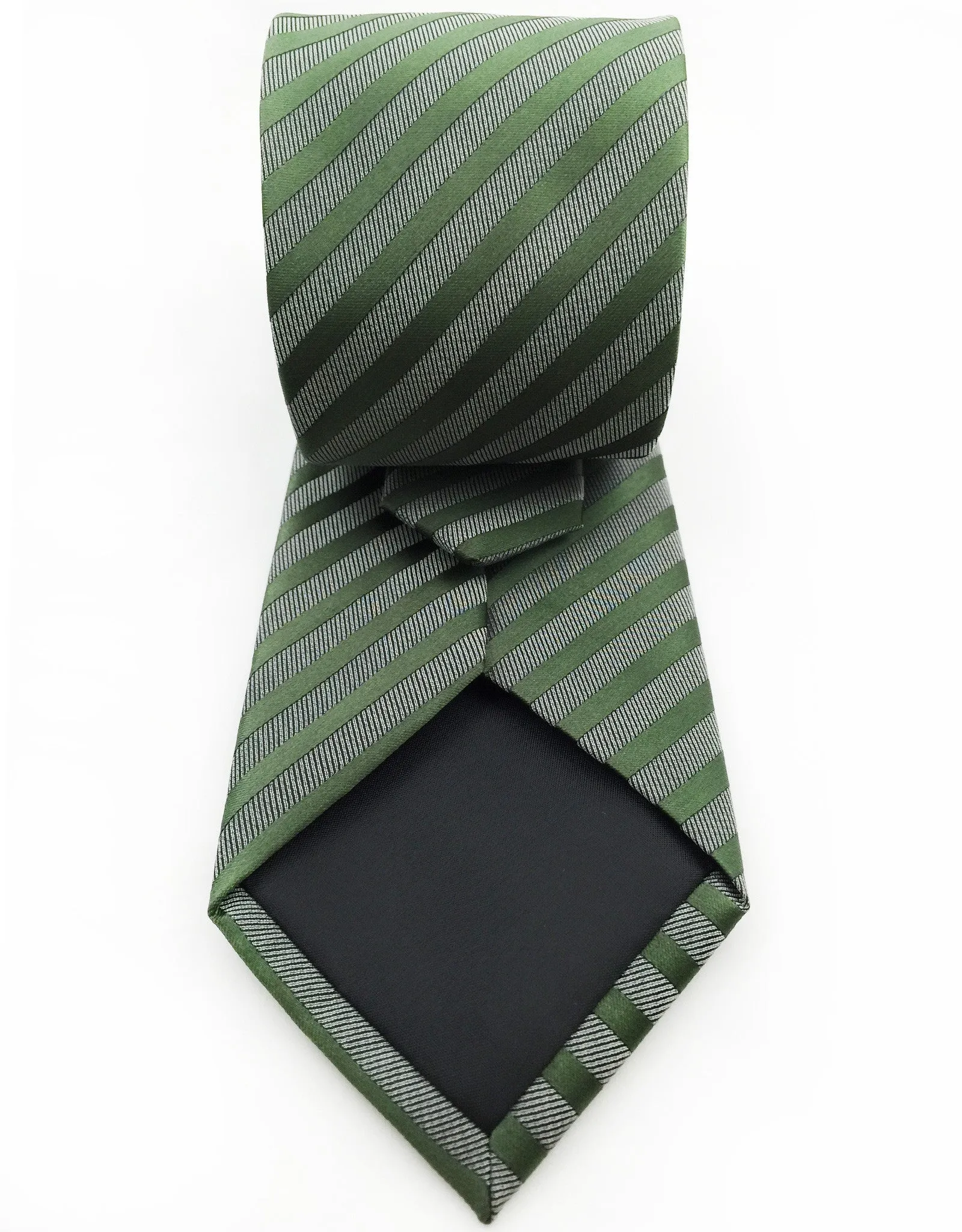 Dark Green & Charcoal Striped Tie