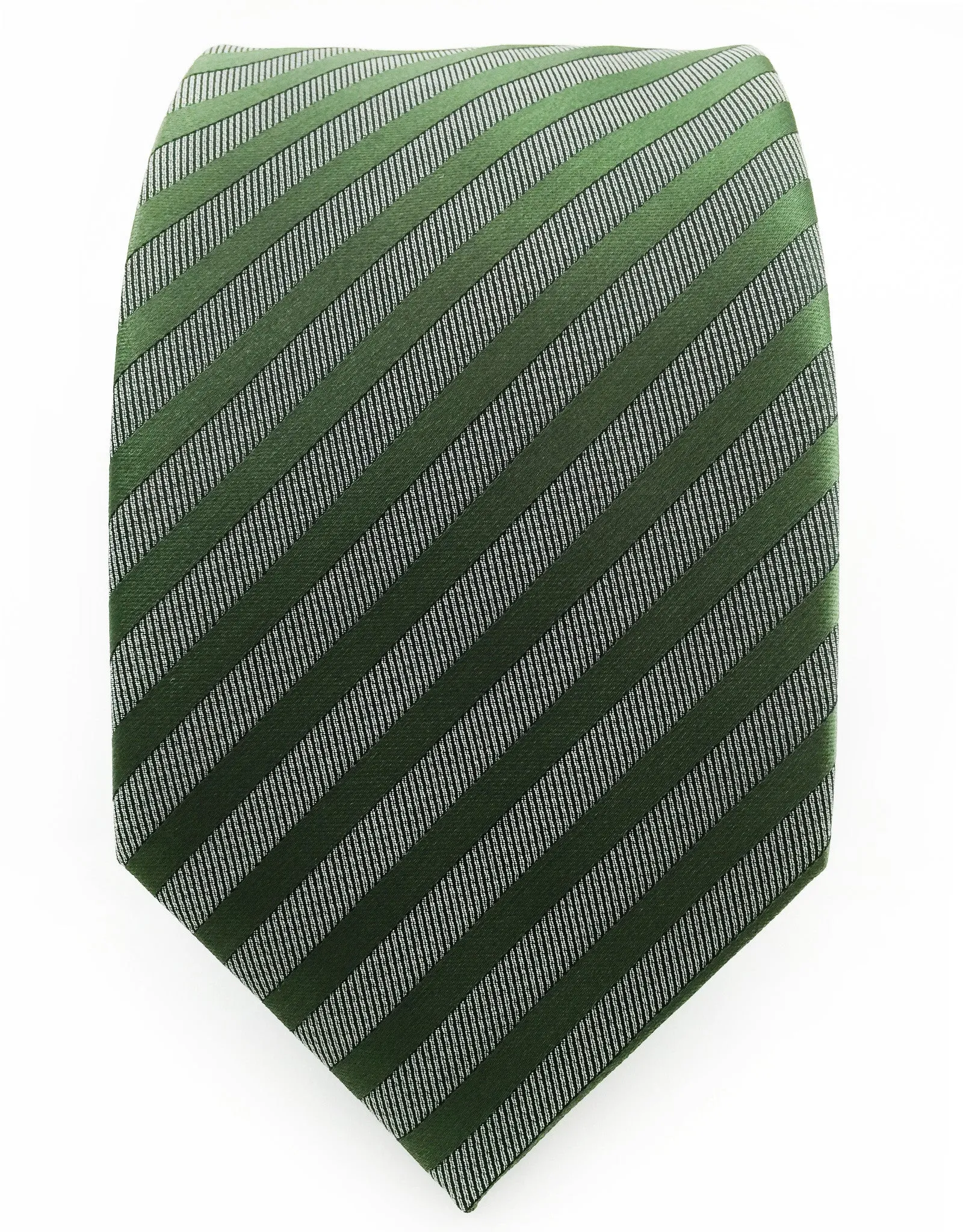 Dark Green & Charcoal Striped Tie