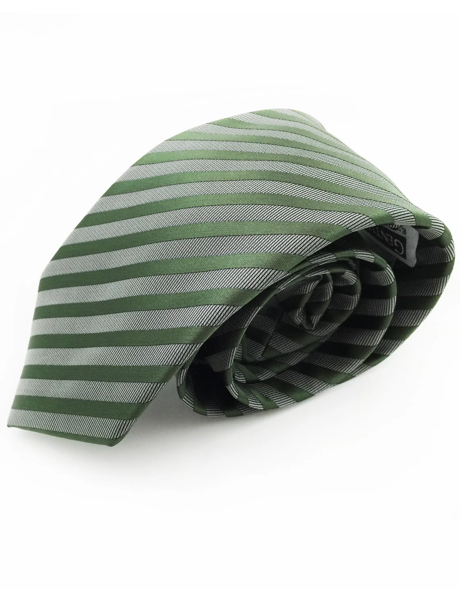 Dark Green & Charcoal Striped Tie